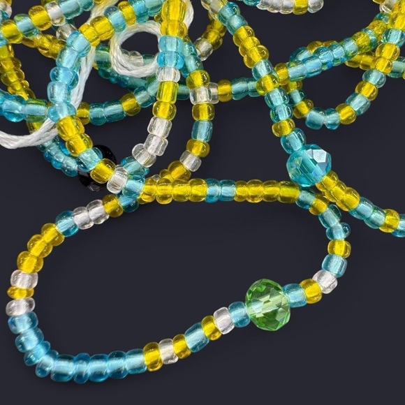 Yellow Blue Adjustable Waist Beads - Picture 5 of 5